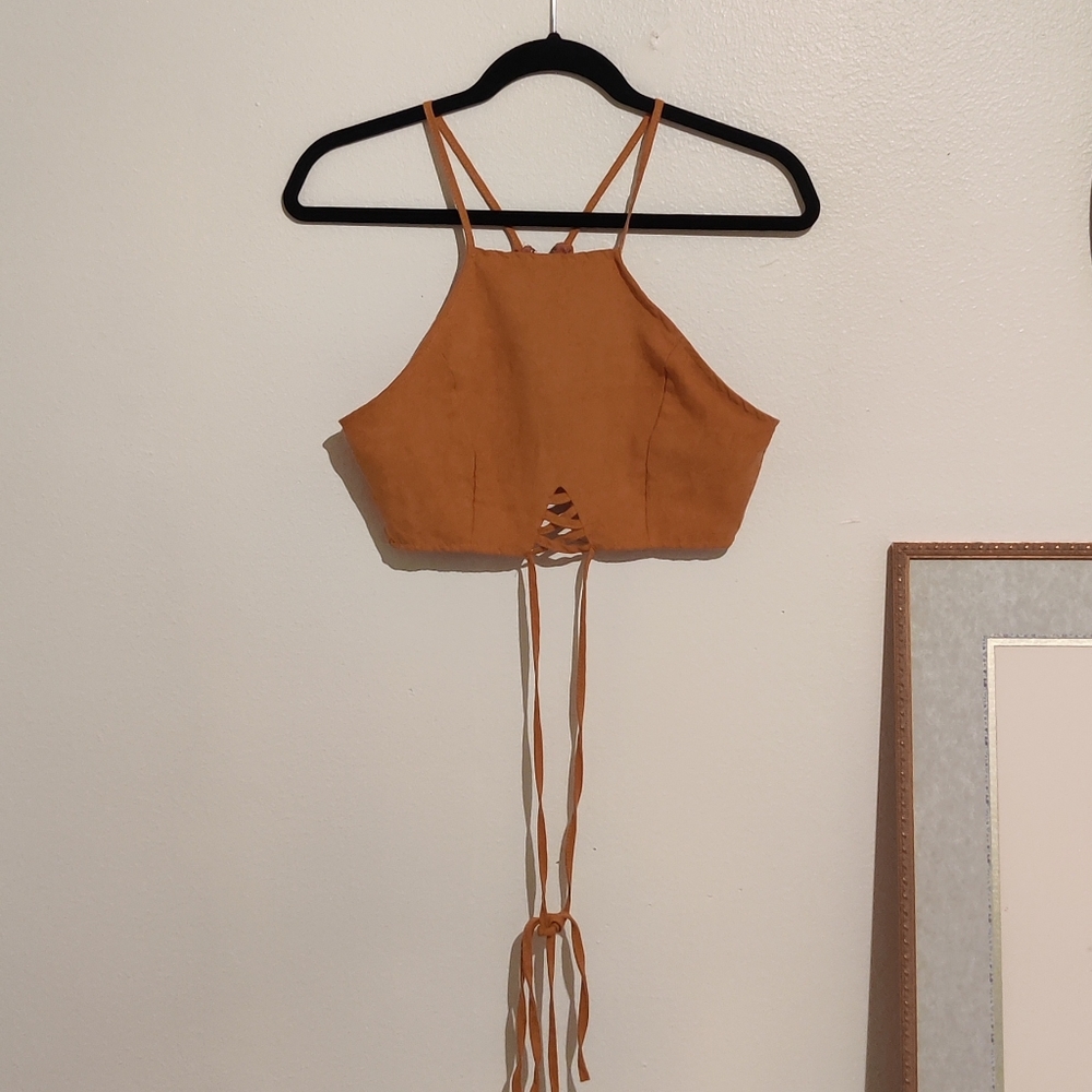 Suede Wrap Around Crop Top